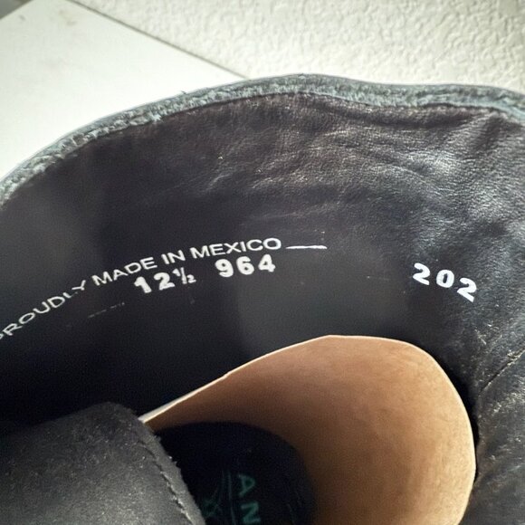 NEW Lane Mens Black Ankle Boots Size 12.5 Lace-up Casual Genuine Leather Sole - Picture 9 of 11